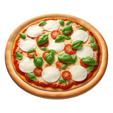 Cinematic Realistic Pizza Napoletana Dish Emoji, depicted as a classic thin‚Äêcrust pizza topped with vibrant tomato sauce, fresh mozzarella, and basil rendered with mouth‚Äêwatering textures and warm natural lighting. sticker