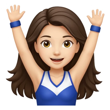 happy long haired brunette girl hazel eyes cheerleader cheering sticker