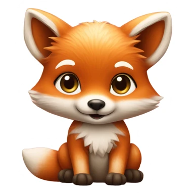 Detailled and photorealistic Baby fox with a big heart sticker
