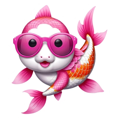 Pink Koi fish with sunglasses sticker