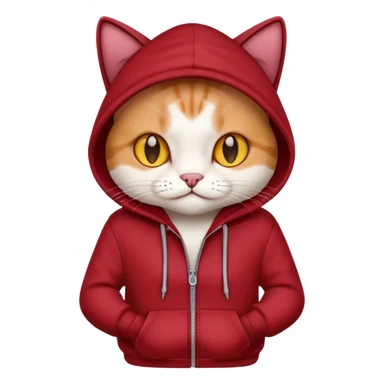 Cat wearing dark red hoodie sticker