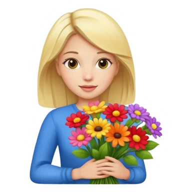 blonde woman with big bouquet of flowers sticker