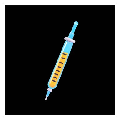 cheerful syringe with a small sparkle, representing the IVF trigger shot, soft and approachable emoji style sticker