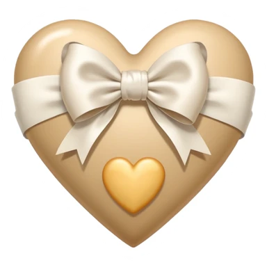 beige heart with white bow sticker