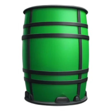 green construction barrel with legs, wearing black crocs sticker