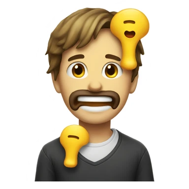 Drooling emoji with yellow bone in his mouth sticker