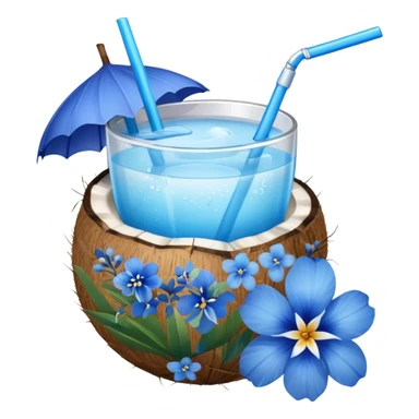 coconut drink with blue flowers sticker