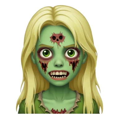 girl zombie with blonde long hair with teeth green skin and with no angry face sticker