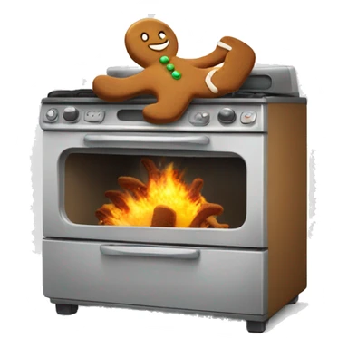 Oven with gingerbread man running away sticker