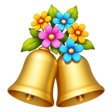 Wedding bells with bright flowers sticker