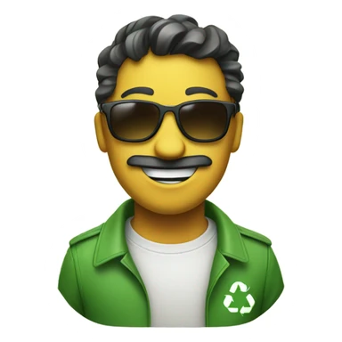 Recycle symbol wearing sunglasses  sticker