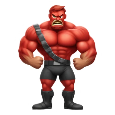 Very muscular angry red apple man sticker