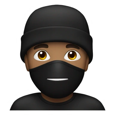 man with black beanie and black mask sticker