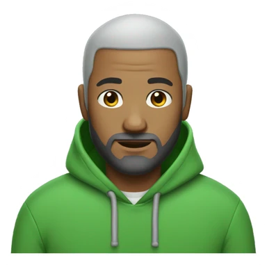 Bald man with beard with a little gray in it wearing green hoodie sticker
