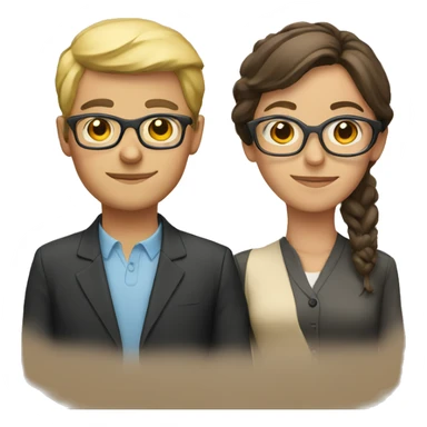 teacher with glasses and bea sticker