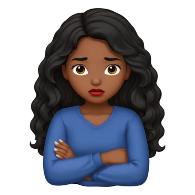 Hispanic girl with dark, long, wavy hair crossing her arms and pouting sticker