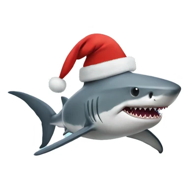 shark with christmas hat on sticker