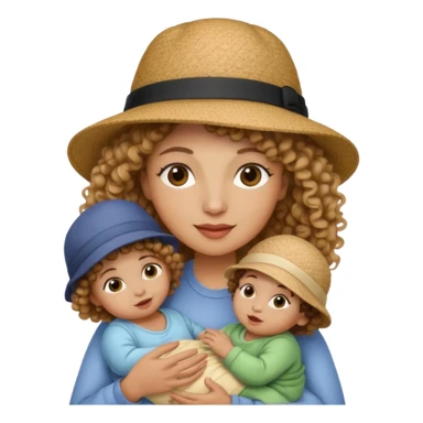 curly Mother with Hats with her baby sticker