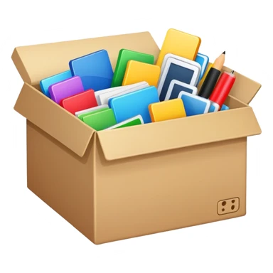 Box full of desktop material  sticker