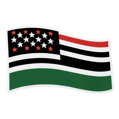Flag with three stripes top green middle white with three red stars bottom black  sticker