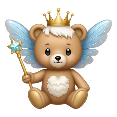 White Fairy glitter teddy with wand  sticker