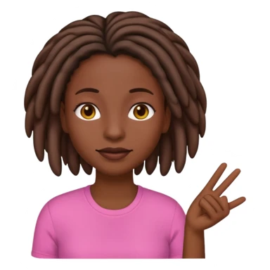 darkskin female women emoji with short locs pink shirt sticker