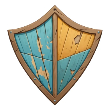 Old, fded, cracked wooden kite-shiled sticker