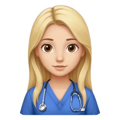 Blonde girl with long hair and brown eyes in scrubs sticker