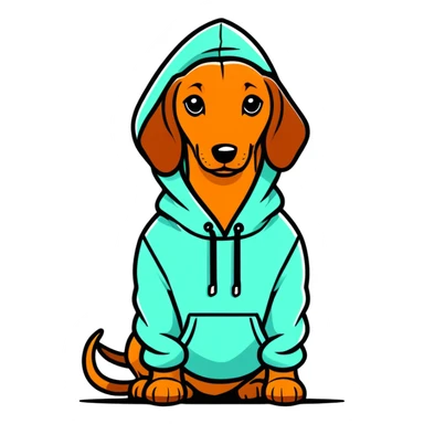 Dachshund wearing a hoodie sticker