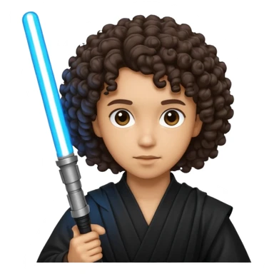 Lightskin curly hair with a light saber  sticker