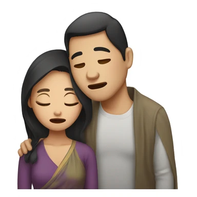 Thai woman and husband crying sticker