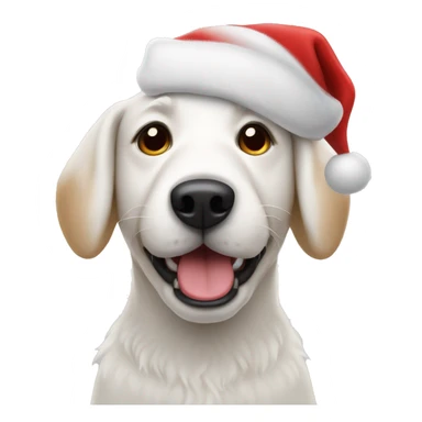 White dog with a Santa hat sticker