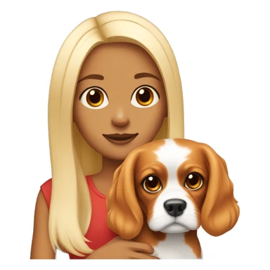 Blonde girl with cavalier king dog tricolor sticker