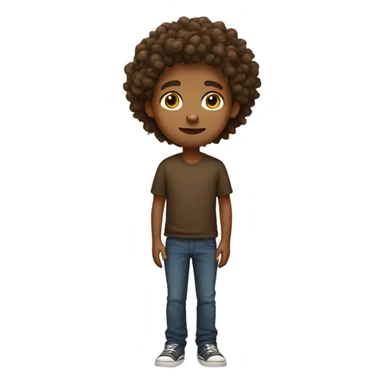 brown boy with curly hair full body sticker