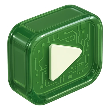 white YouTube play button inside a grass box sticker