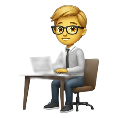 young professional cool designer working on laptop no glasses wearing teacher attire sticker