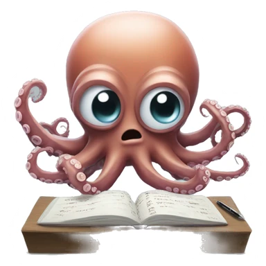 octopus writing codes sticker