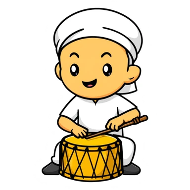 cartoon character playing a sahur drum, festive mood sticker