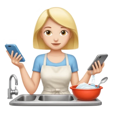 woman perfectionist with 4 arms texting a message wahsing dishes and reading a book 
more dinamic emoji  sticker