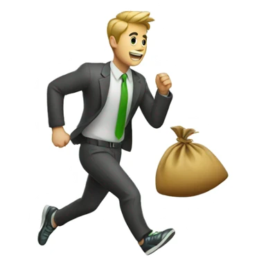 Guy running with moneybag sticker