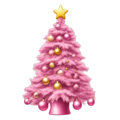 Pink Christmas tree with ornaments ￼ sticker