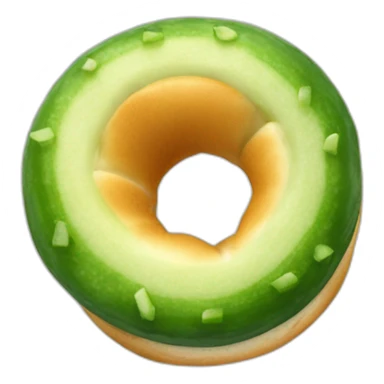 cucumber inserted through the hole of a bagel sticker