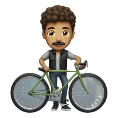 young Man with moustache on a bike sticker