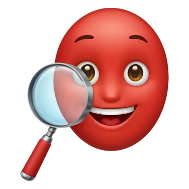 red emoji character holding a magnifying glass sticker