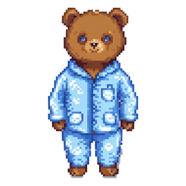 bear in blue pajamas pixel art sticker