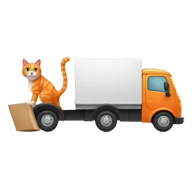 Orange cat driving a moving truck sticker