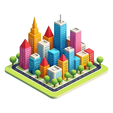 3d cute simple minimalist city sticker