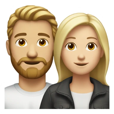 White male with a beard and brown hair, white female with short blonde hair  sticker
