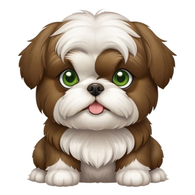 brown and white shih tzu dog with olive green eyes sticker