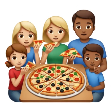 familiy eating pizza sticker